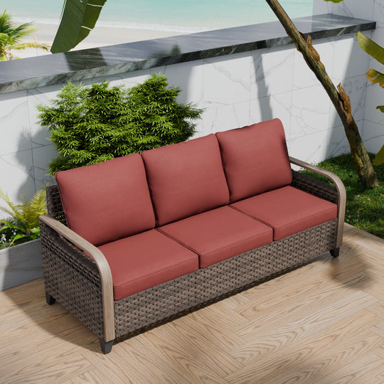 COOS BAY Modern Wicker Outdoor 3 Seat Sofa