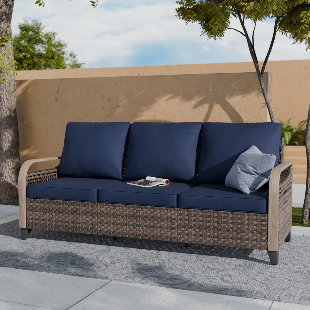 COOS BAY Modern Wicker Outdoor 3 Seat Sofa