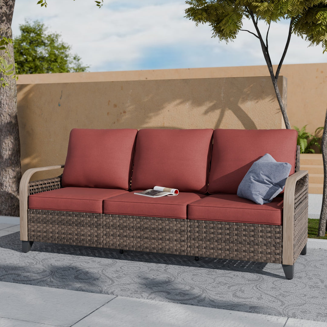 COOS BAY Modern Wicker Outdoor 3 Seat Sofa