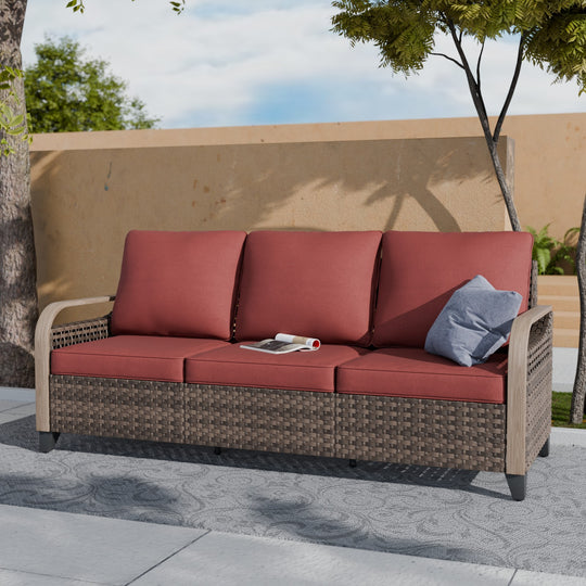 COOS BAY Modern Wicker Outdoor 3 Seat Sofa