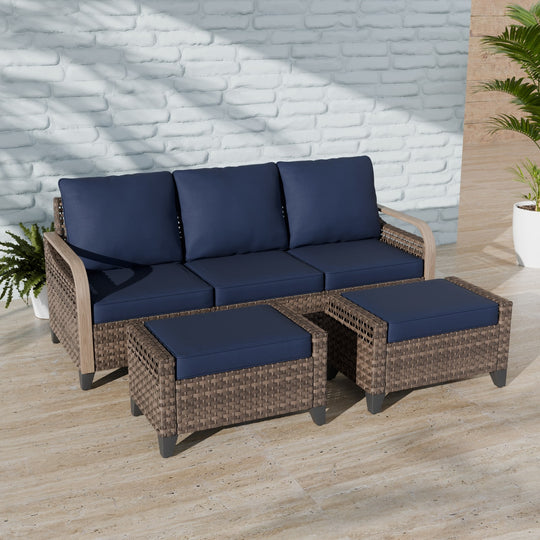 COOS BAY 3 Piece Modern Wicker Outdoor Furniture Set