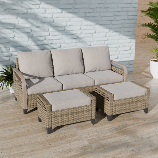 COOS BAY 3 Piece Modern Wicker Outdoor Furniture Set