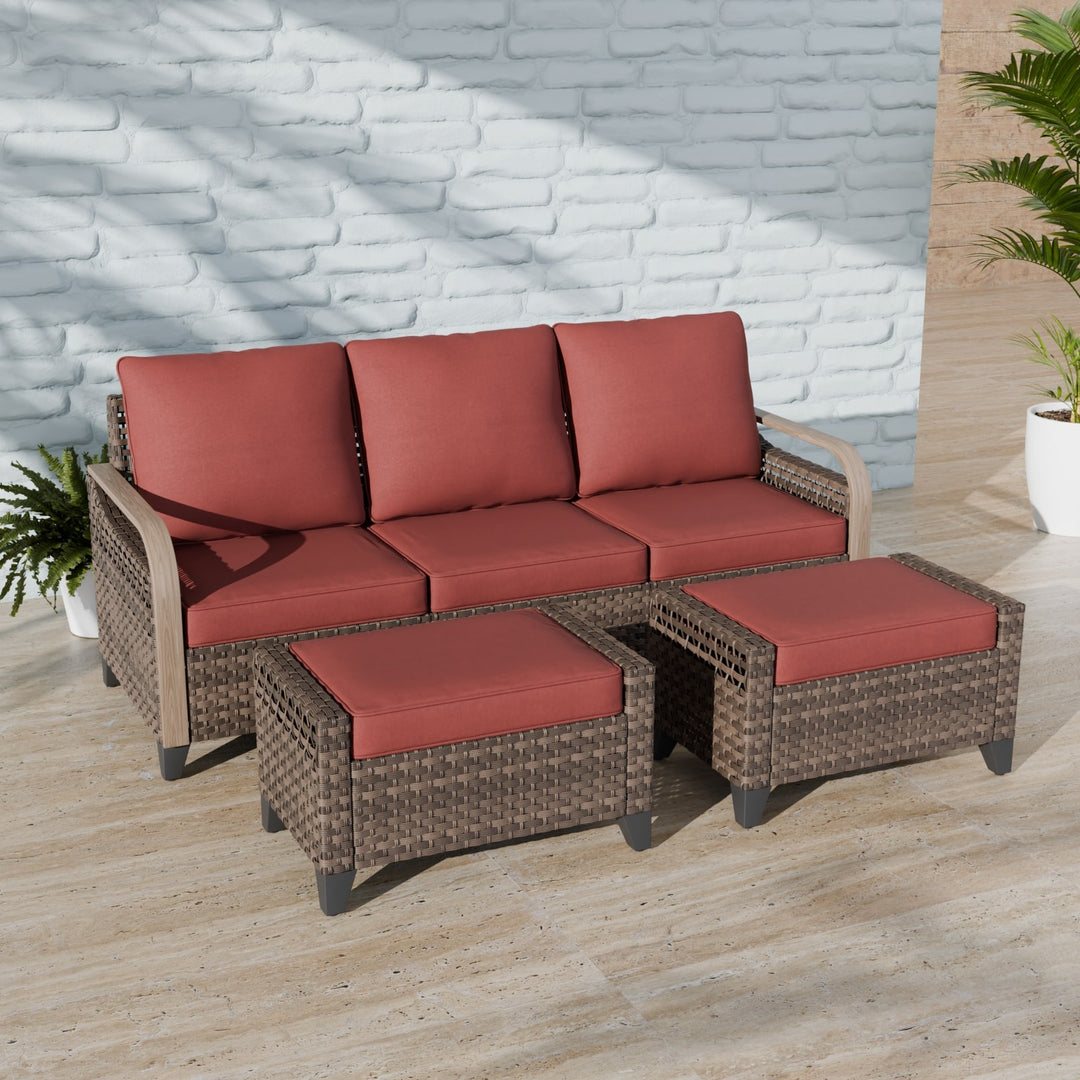 COOS BAY 3 Piece Modern Wicker Outdoor Furniture Set