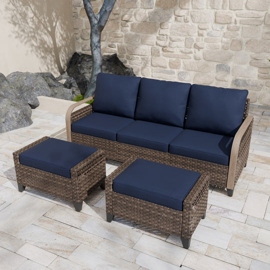 COOS BAY 3 Piece Modern Wicker Outdoor Furniture Set