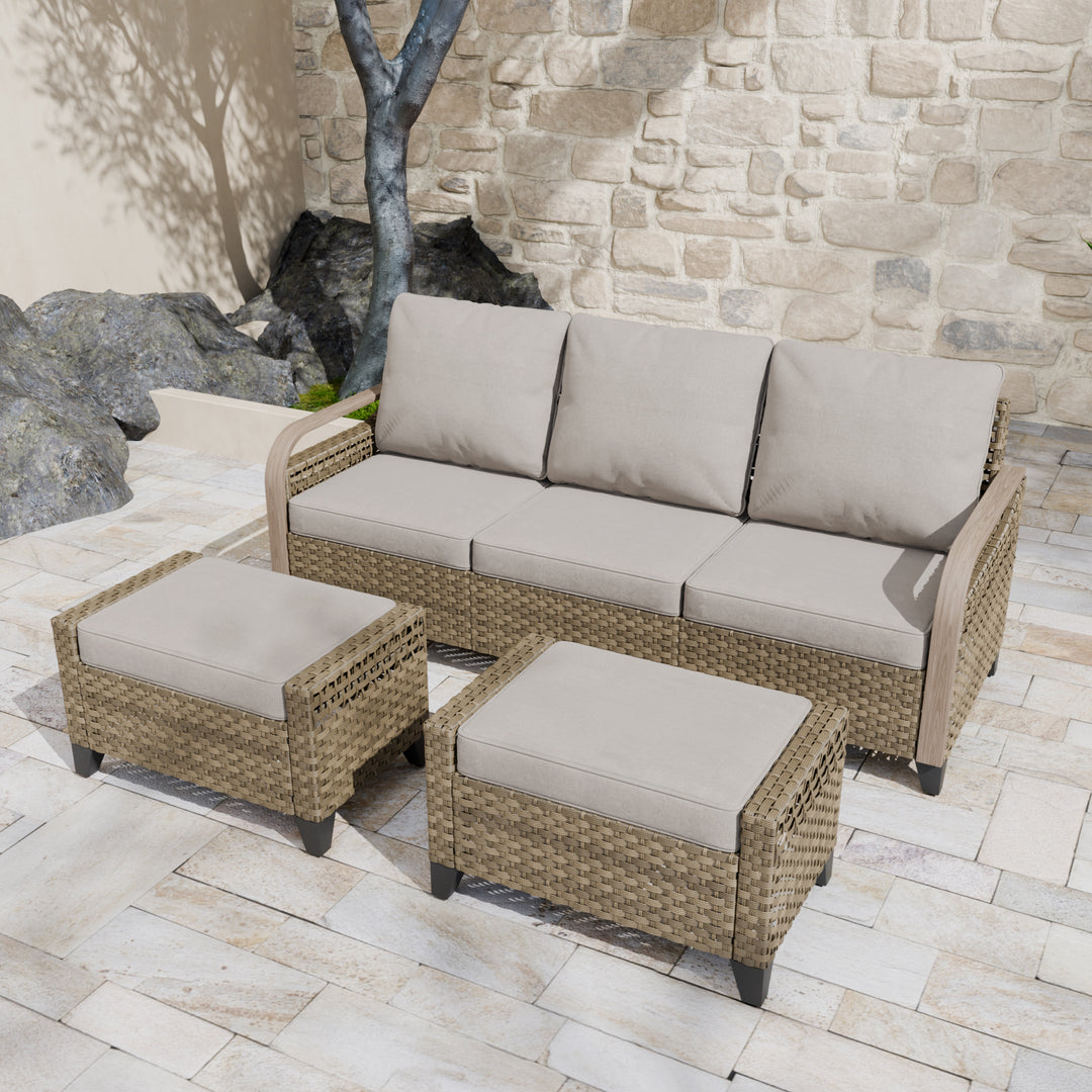 COOS BAY 3 Piece Modern Wicker Outdoor Furniture Set