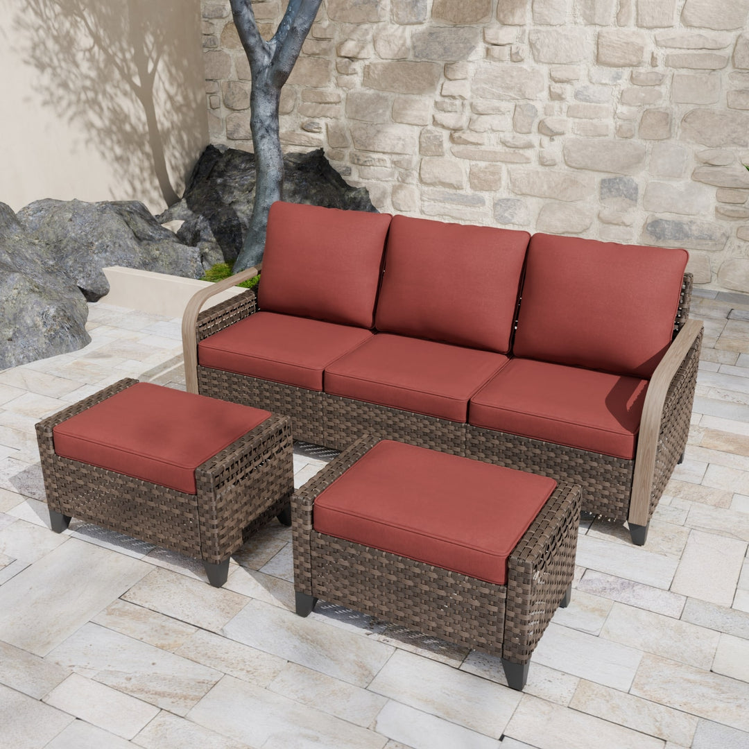 COOS BAY 3 Piece Modern Wicker Outdoor Furniture Set