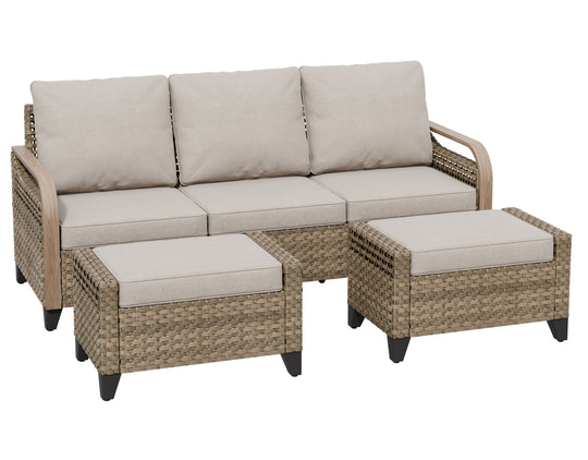 COOS BAY 3 Piece Modern Wicker Outdoor Furniture Set