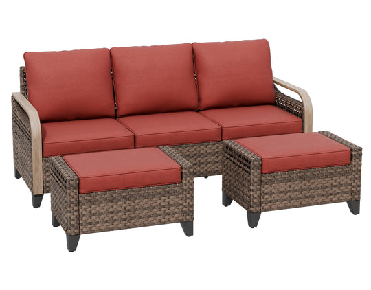 COOS BAY 3 Piece Modern Wicker Outdoor Furniture Set