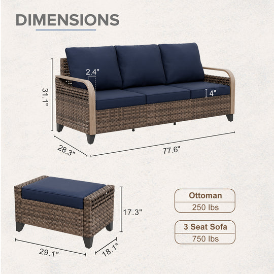 COOS BAY 3 Piece Modern Wicker Outdoor Furniture Set