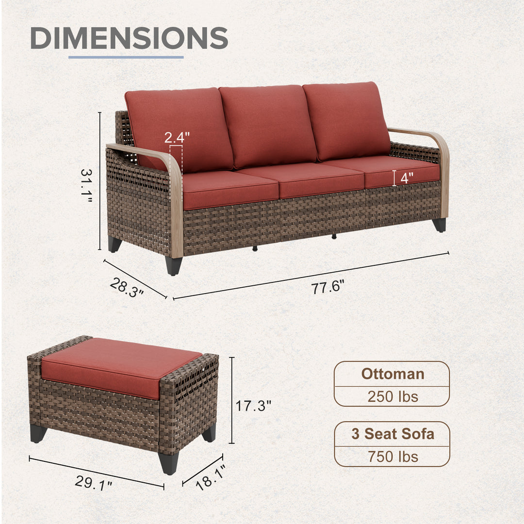 COOS BAY 3 Piece Modern Wicker Outdoor Furniture Set