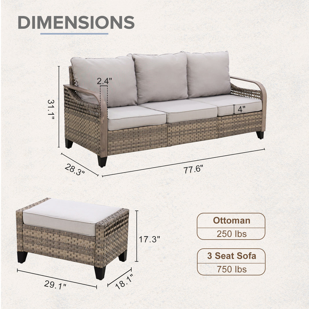 COOS BAY 3 Piece Modern Wicker Outdoor Furniture Set