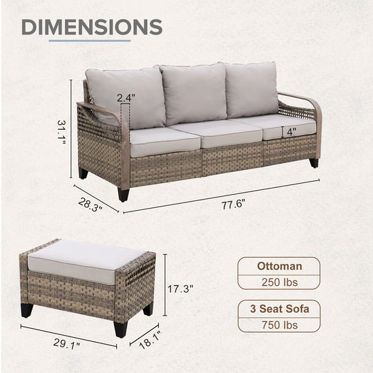 COOS BAY 3 Piece Modern Wicker Outdoor Furniture Set