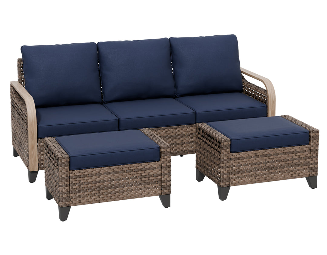 COOS BAY 3 Piece Modern Wicker Outdoor Furniture Set