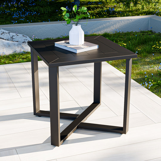 COOS BAY Iron Luxe Outdoor Coffee Table/ Side Table, Black