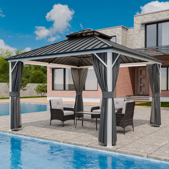 COOS BAY 12x10/12x12/12x14/12x16/12x18/12x20 Hardtop Gazebo with Aluminum Frame