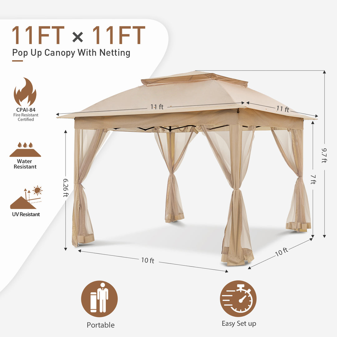 COOS BAY 11x11 Pop-Up Gazebo with Netting