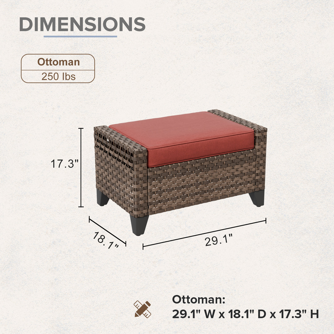 COOS BAY 2 PCS Wicker Outdoor Ottoman