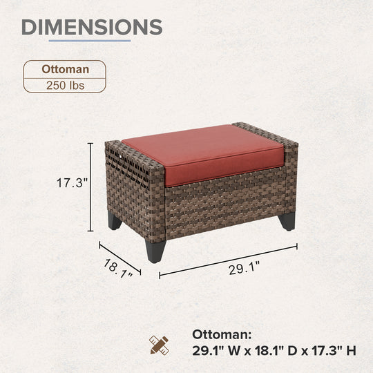 COOS BAY 2 PCS Wicker Outdoor Ottoman