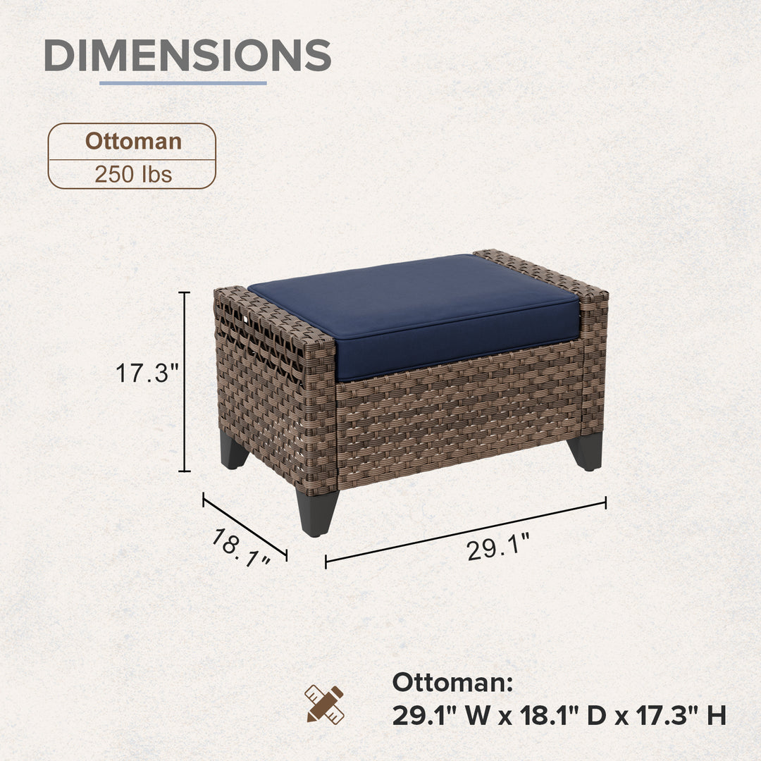 COOS BAY 2 PCS Wicker Outdoor Ottoman