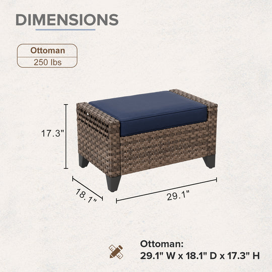 COOS BAY 2 PCS Wicker Outdoor Ottoman