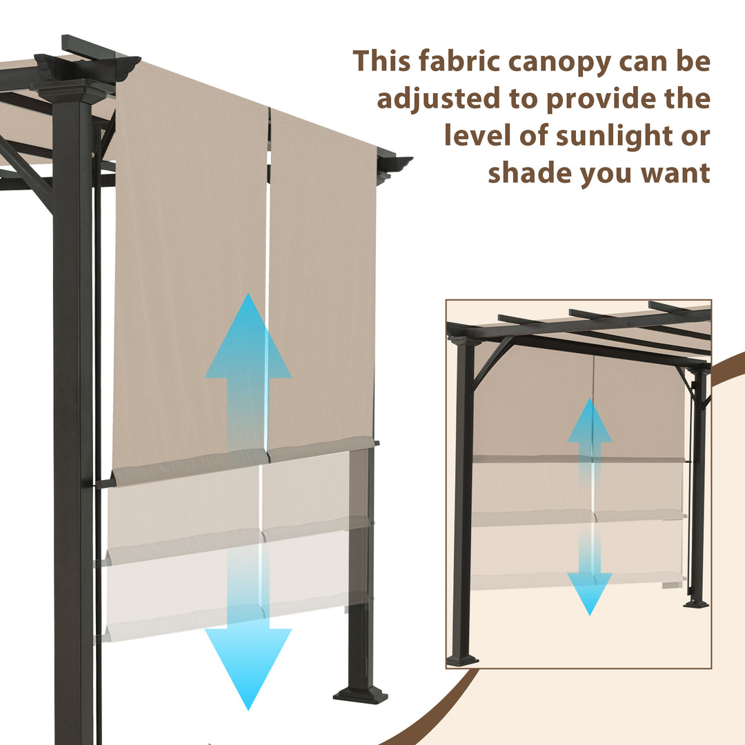 COOS BAY Outdoor Patio Pergola 10x10 ft with Retractable Sun Shade Canopy Top,Beige