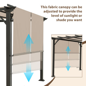 COOS BAY Outdoor Patio Pergola 10x10 ft with Retractable Sun Shade Canopy Top, Metal Frame Gazebo Sun Shade for Backyard, Deck, Garden and Poolside, Beige