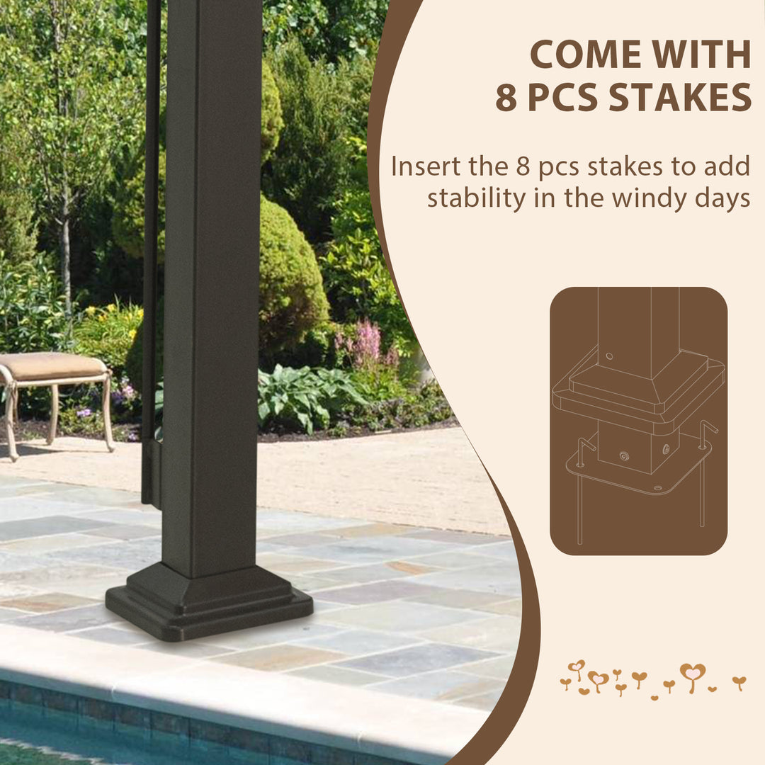 COOS BAY Outdoor Patio Pergola 10x10 ft with Retractable Sun Shade Canopy Top,Beige