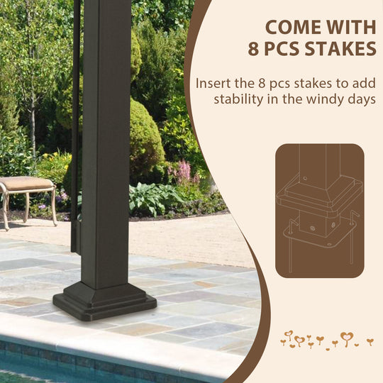 COOS BAY Outdoor Patio Pergola 10x10 ft with Retractable Sun Shade Canopy Top,Beige