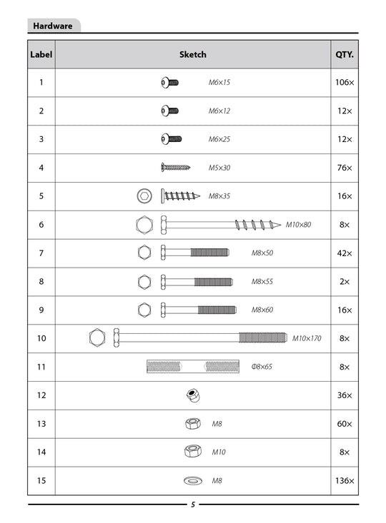 CB-WGDG120X-Hardware Kit