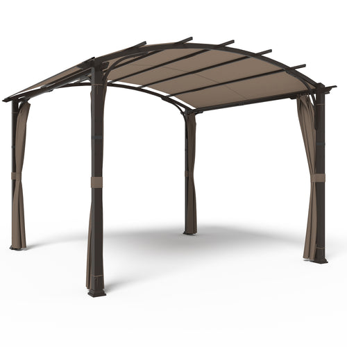COOS BAY Outdoor Pergola 11x11, Patio Metal Sunshelter with Sidewall, Textilene Canopy Shade