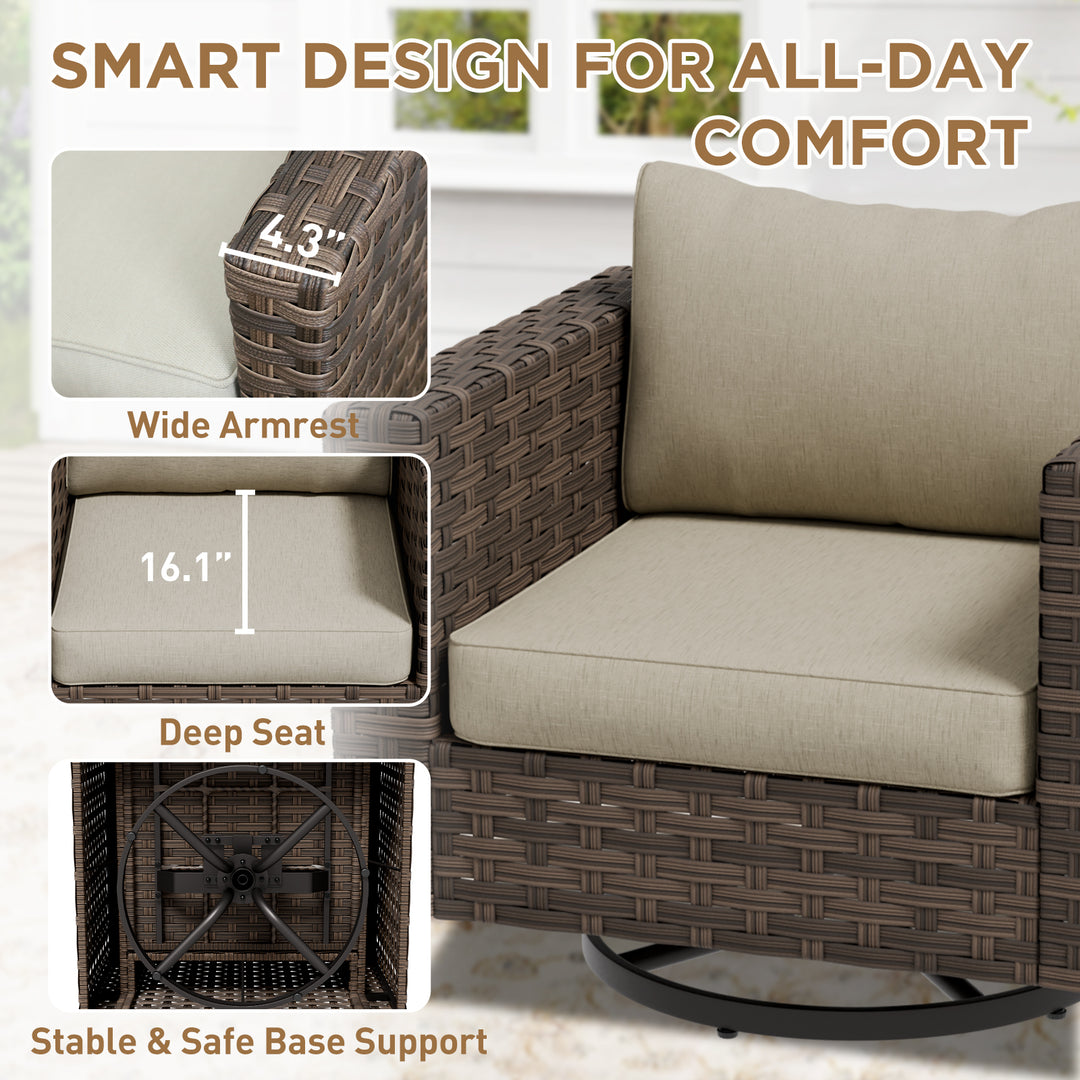 COOS BAY Lanai Chic Outdoor Swivel Rocking Chair, Set of 1, 2, 4