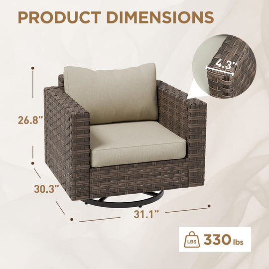 COOS BAY Lanai Chic Outdoor Swivel Rocking Chair, Set of 1, 2, 4