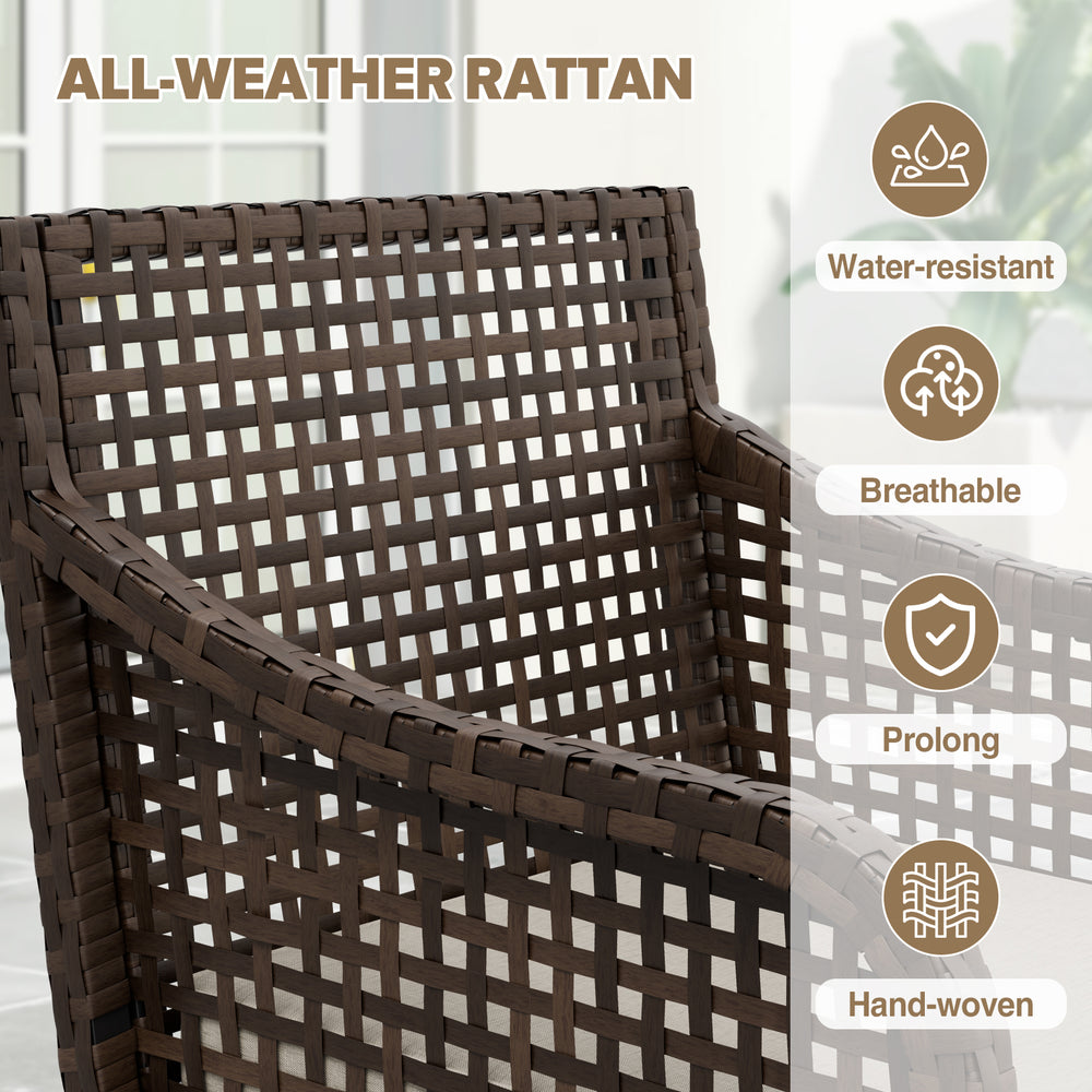 Echo Vibe Outdoor Dining Chairs with Seat Cushions,Set of 2, Brown/Beige
