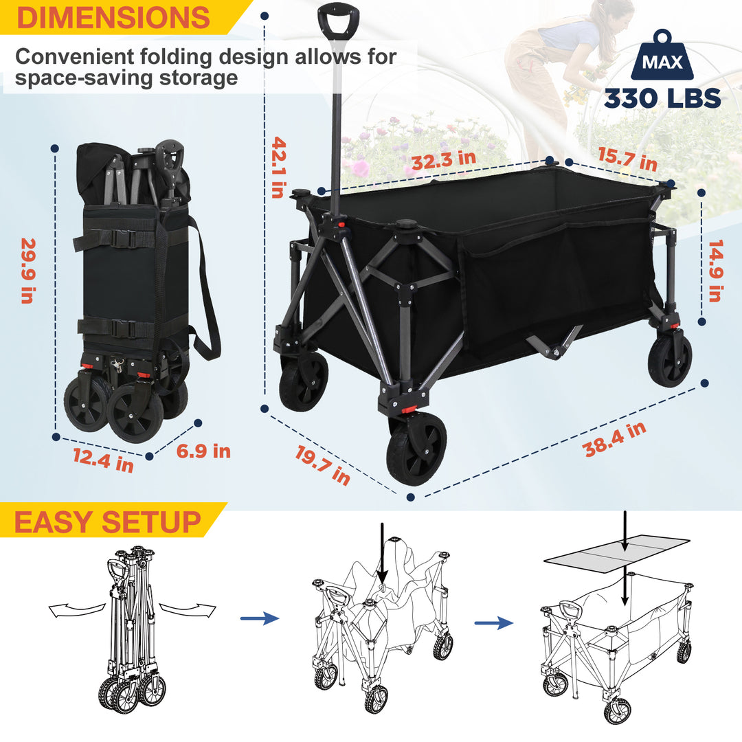 COOS BAY Heavy-Duty Folding Collapsible Utility Wagon