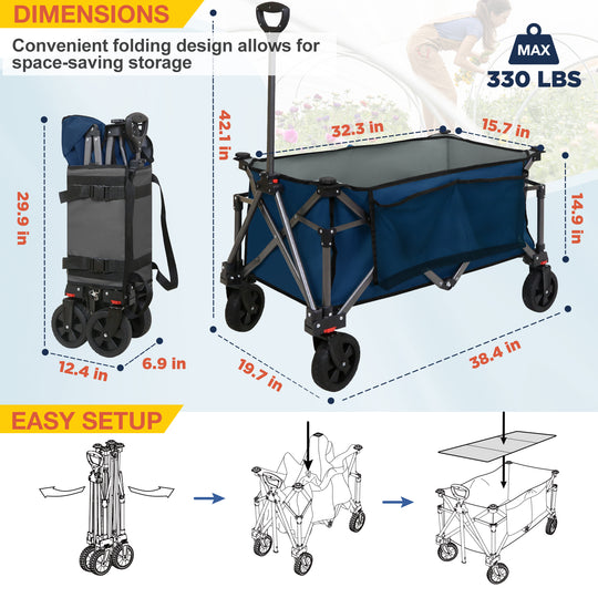 COOS BAY Heavy-Duty Folding Collapsible Utility Wagon