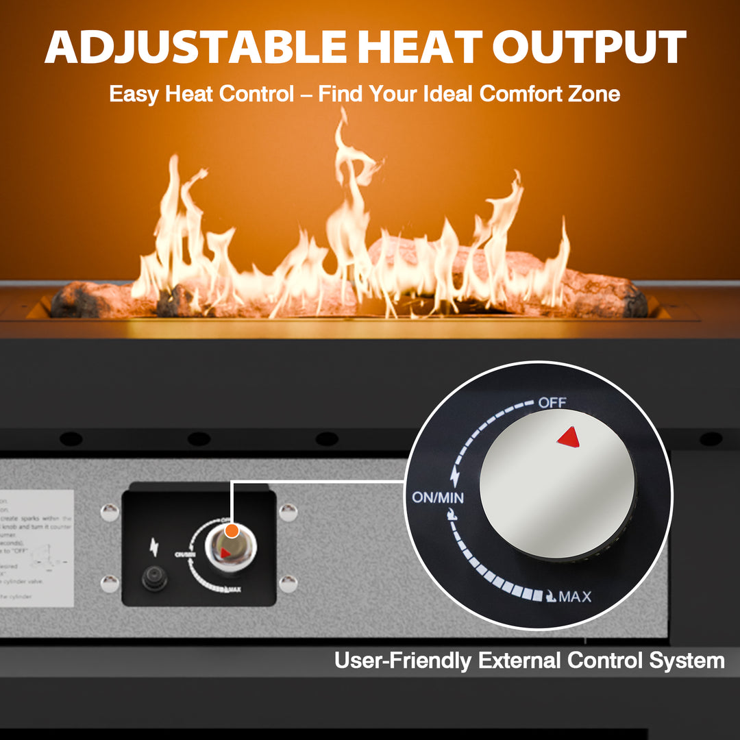 Outdoor Propane Fire Pit 50,000 BTU, Smokelss Gas Fireplace w/ Locking Mesh Doors and Tank Storage
