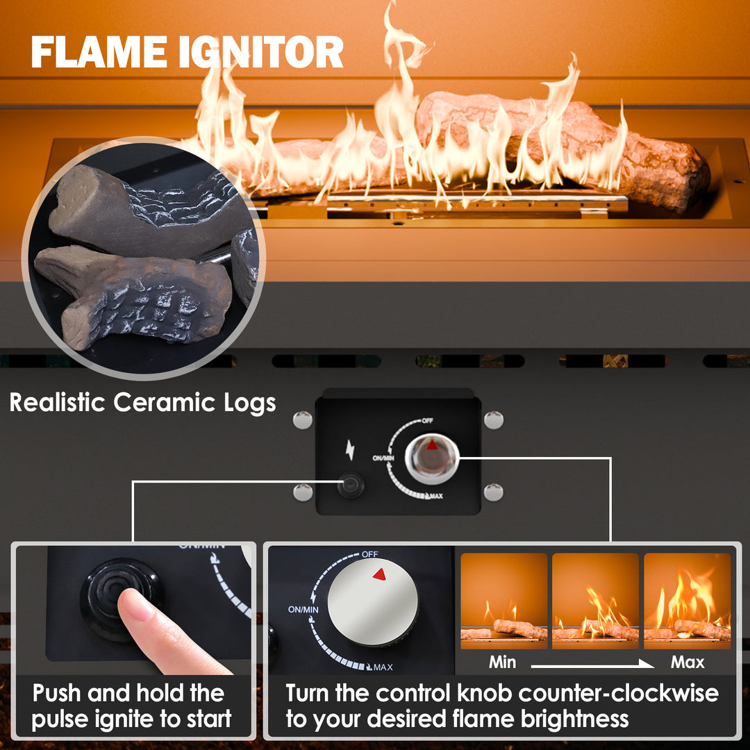 Outdoor Propane Fire Pit 50,000 BTU, Smokelss Gas Fireplace with Hidden Tank Storage