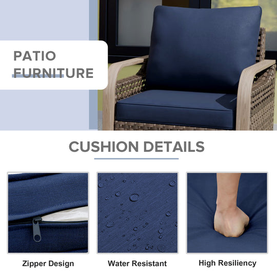 COOS BAY Modern 5 PCS Furniture Set w/ Patio Chairs, 3 Seat Couch, and Ottomans