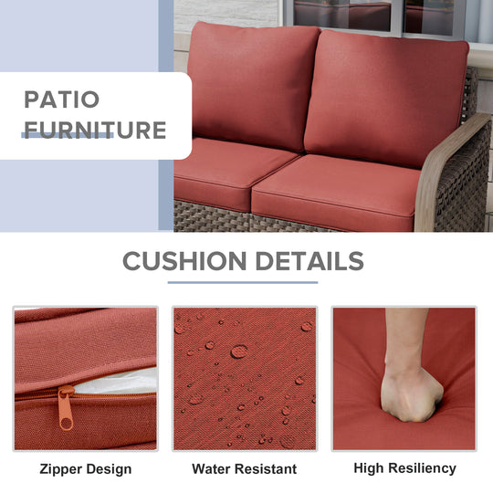 COOS BAY Modern 5 PCS Furniture Set w/ Swivel Rocking Chairs, Loveseat, Coffee Table and Side Table