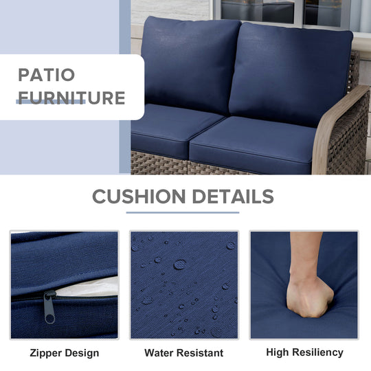 COOS BAY Modern 5 PCS Furniture Set w/ Swivel Rocking Chairs, Loveseat, Coffee Table and Side Table