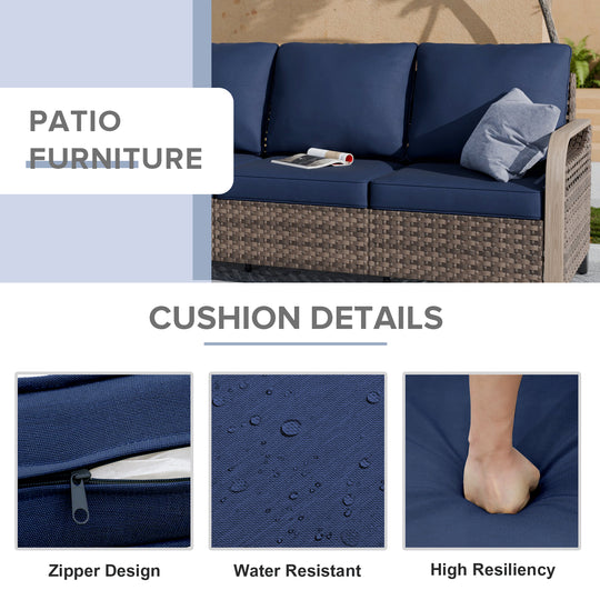 COOS BAY Modern Wicker Outdoor 3 Seat Sofa