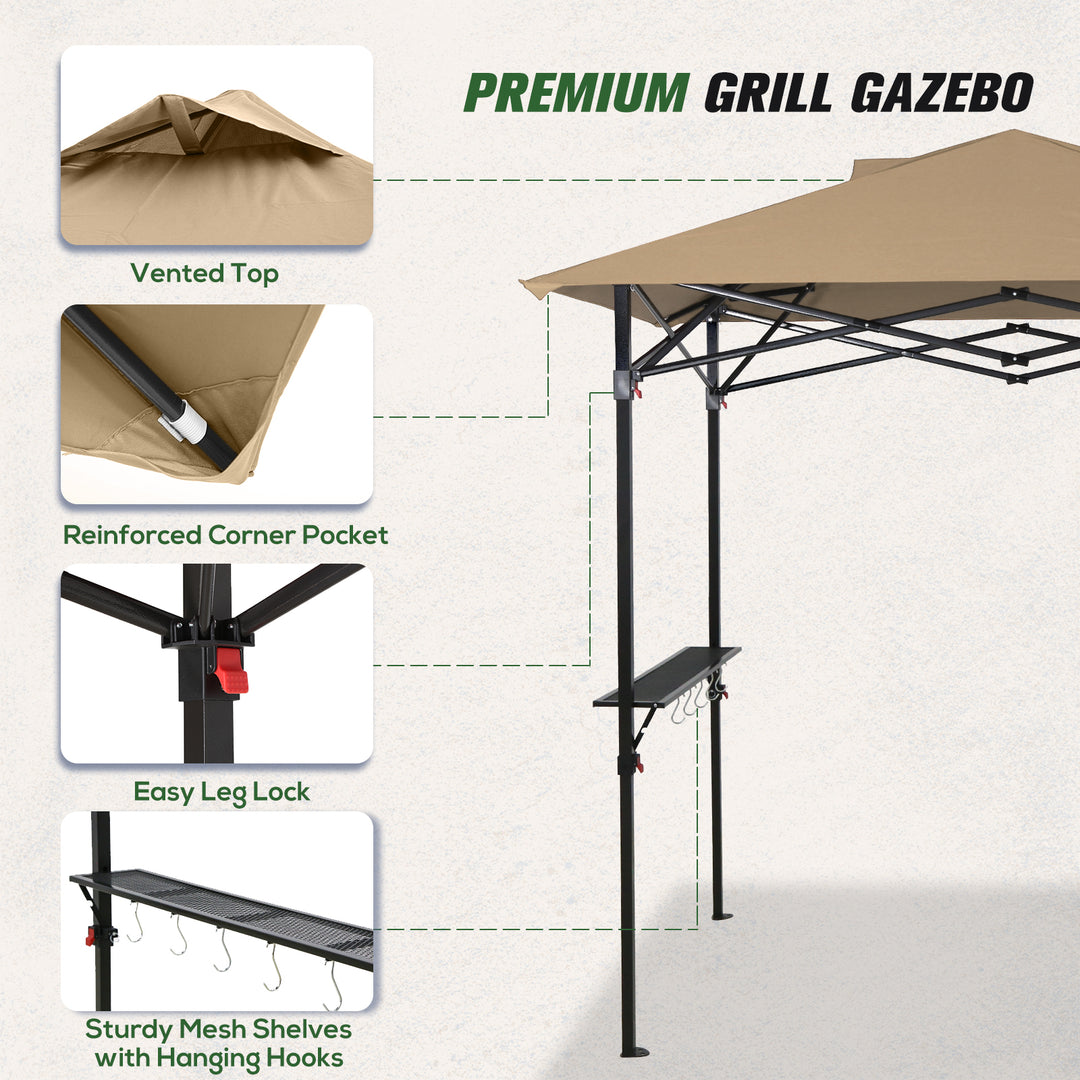 COOS BAY 8x5 Pop up Grill Gazebo Portable BBQ Gazebo Canopy Tent with Carry Bag