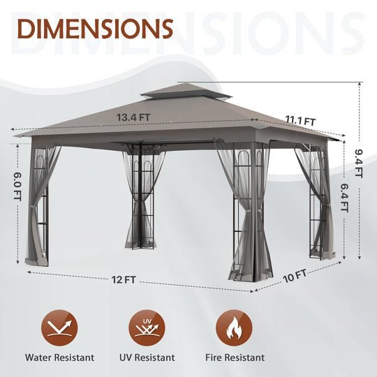 COOS BAY Outdoor 13x11 Gazebo with Mosquito Netting