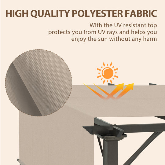 COOS BAY Outdoor Patio Pergola 10x10 ft with Retractable Sun Shade Canopy Top,Beige