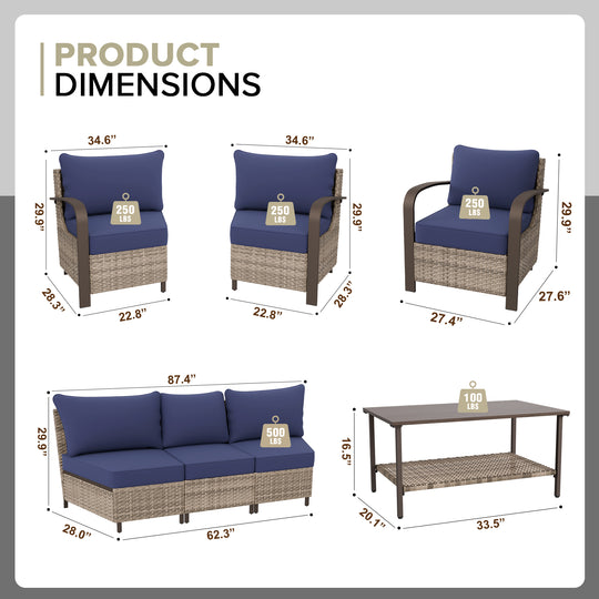 COOS BAY Aurora Terrace Outdoor Furniture Set w/Patio Chairs, Seats 7