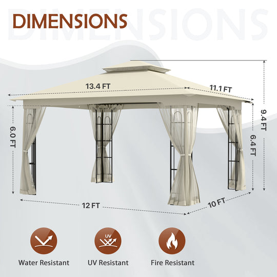 COOS BAY Outdoor 13x11 Gazebo with Mosquito Netting