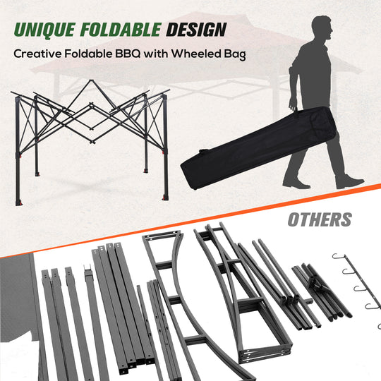COOS BAY 8'x5' Pop up Grill Gazebo with Roller Bag