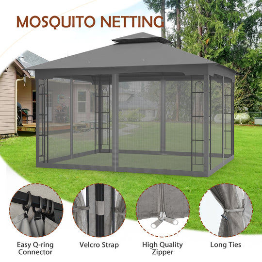 COOS BAY Outdoor 13x11 Gazebo with Mosquito Netting