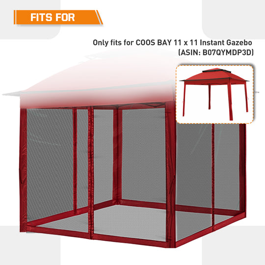 COOS BAY 10’ X 10’ Replacement Mosquito Netting with Zippers(4 Sidewalls Only, Frame and Top NOT Included)