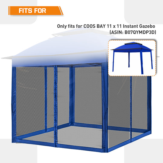 COOS BAY 10’ X 10’ Replacement Mosquito Netting with Zippers(4 Sidewalls Only, Frame and Top NOT Included)